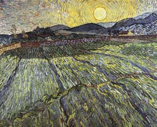 Enclosed field with rising sun, 1889 by Vincent Van Gogh