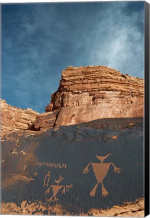 Framed Duck Headed Man Petroglyph, Cedar Mesa, Utah Print