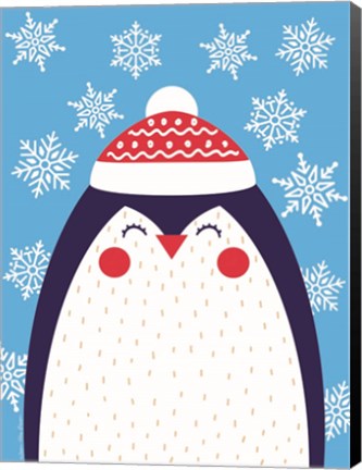 Framed Snowflake Penguin Print