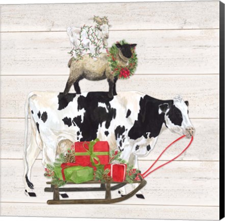 Framed Christmas on the Farm VII Trio Facing right Print