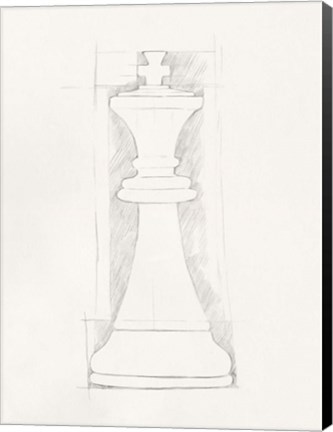 Framed Chess Set Sketch II Print