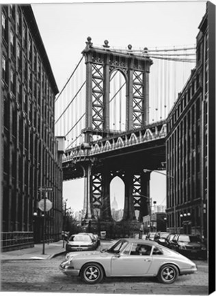 Framed By the Manhattan Bridge (BW) Print