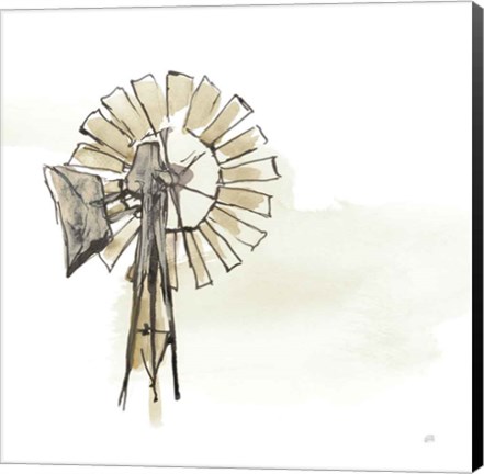 Framed Windmill II Neutral Print