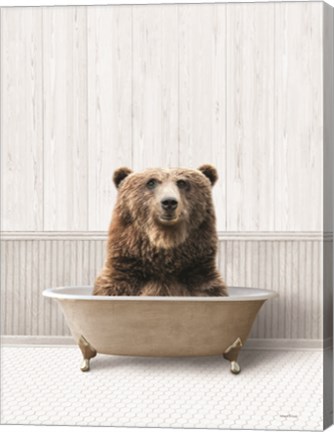 Framed Bath Time Bear Print