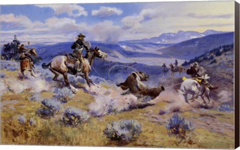 http://www.fulcrumgallery.com/Charles-M-Russell/Loops-And-Swift-Horses-Are-Surer-Than-Lead_43116.htm?sku=C43116-ACDAAMA