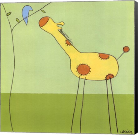 Framed Stick-Leg Giraffe II Print