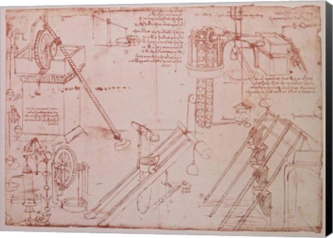 Framed Studies of Hydraulic Devices Print