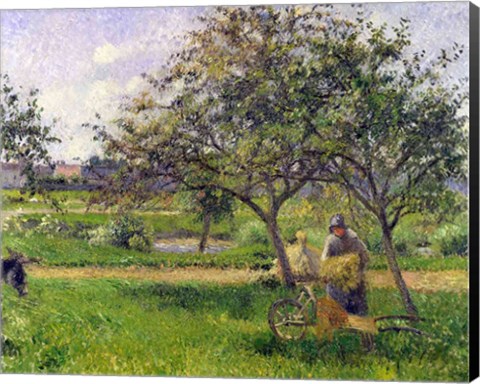 Framed Wheelbarrow, Orchard, c.1881 Print