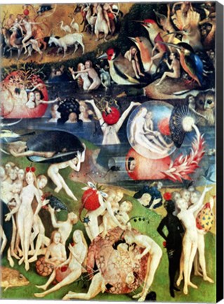 Framed Garden of Earthly Delights: Allegory of Luxury, detail of the central panel, c.1500 Print