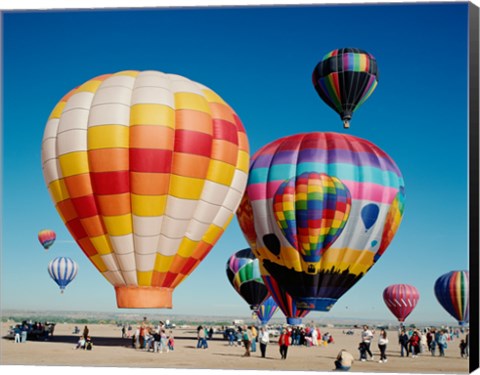 Framed Hot air balloons taking off, Balloon Fiesta, Albuquerque, New Mexico Print
