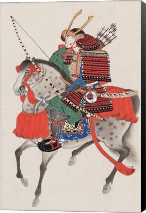 Framed Samurai on horseback Print