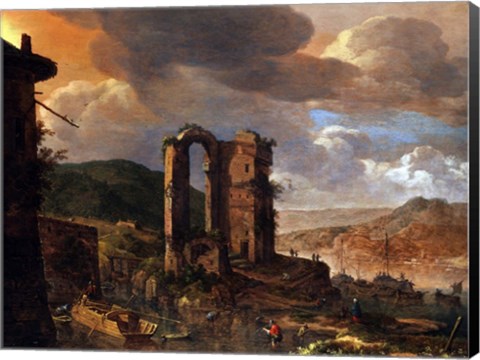 Framed Landscape with Roman Ruin Print