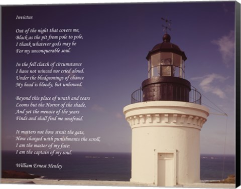 Framed Invictus Poem (lighthouse) Print