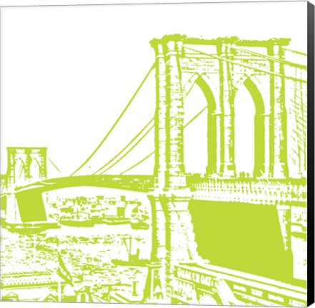 Framed Lime Brooklyn Bridge Print