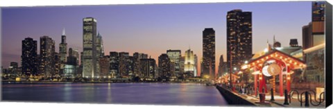 Framed View Of The Navy Pier And Skyline, Chicago, Illinois, USA Print