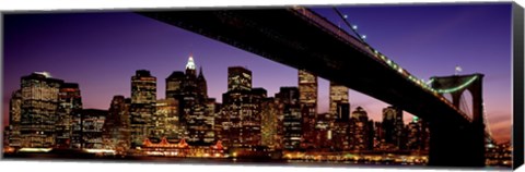 Framed Night Brooklyn Bridge Skyline New York City NY USA Print