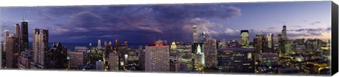 Framed Evening Chicago skyline, IL Print