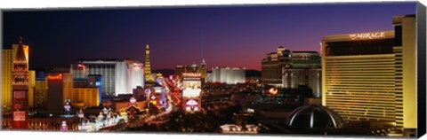 Framed Buildings Lit Up At Night, Las Vegas, Nevada, USA (purple sky) Print