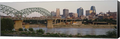 Framed Bridge across the river, Kansas City, Missouri, USA Print