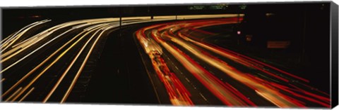 Framed High angle view of traffic on a road at night, Oakland, California, USA Print