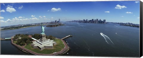Framed Aerial View of the Statue of Liberty, New York City Print