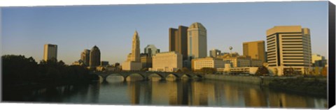 Framed High angle view of buildings at the waterfront, Columbus, Ohio, USA Print