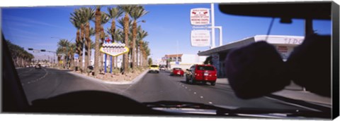Framed Traffic entering downtown, Las Vegas, Nevada, USA Print