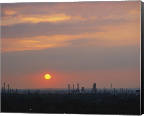 Framed Sunset over a refinery, Philadelphia, Pennsylvania, USA Print