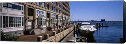 Framed Boats at a harbor, Rowe&#39;s Wharf, Boston Harbor, Boston, Suffolk County, Massachusetts, USA Print