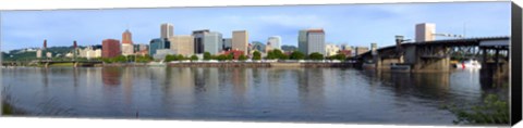 Framed Buildings at the waterfront, Willamette River, Portland, Oregon Print