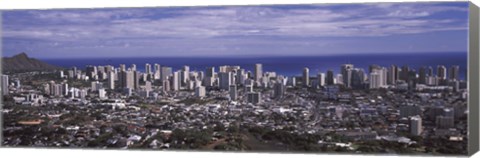 Framed Aerial view of a city, Honolulu, Oahu, Honolulu County, Hawaii, USA 2010 Print