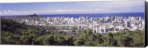 Framed View of Honolulu with the ocean in the background, Oahu, Honolulu County, Hawaii, USA 2010 Print