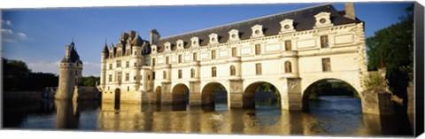 Framed Reflection of a castle in water, Chateau De Chenonceaux, Chenonceaux, Loire Valley, France Print