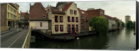 Framed Buildings at the waterfront, Patershol, Ghent, East Flanders, Flemish Region, Belgium Print