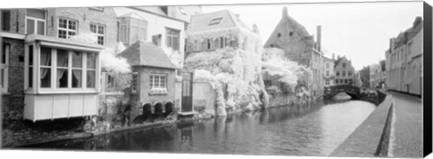 Framed Houses along a channel, Bruges, West Flanders, Belgium Print