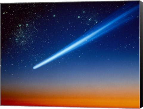Framed Space, Comet speeding across the night sky Print