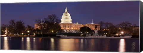 Framed Government building lit up at dusk, Capitol Building, National Mall, Washington DC, USA Print