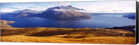Framed Views of Cecil and Walter Peaks from Deer Park Heights, Lake Wakatipu, South Island, New Zealand Print