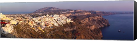 Framed High angle view of a town at coast, Fira, Santorini, Cyclades Islands, Greece Print