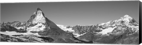 Framed Matterhorn Switzerland in Black and White Print