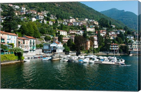 Framed Buildings at the waterfront, Varenna, Lake Como, Lombardy, Italy Print
