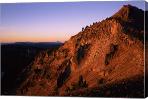 Framed Watchman at sunrise, Crater Lake National Park, Oregon, USA Print