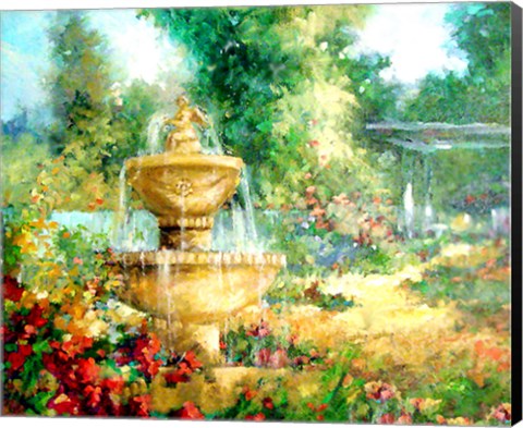 Framed Garden Fountain Print