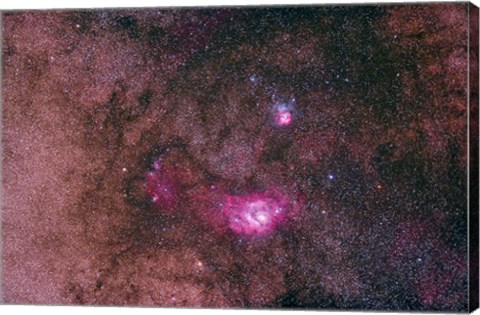 Framed Lagoon Nebula and Trifid Nebula in the constellation Sagittarius Print