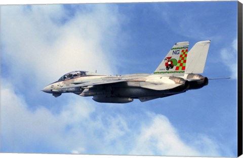 Framed F-14A Tomcat with special tail art applied for the Christmas holiday Print