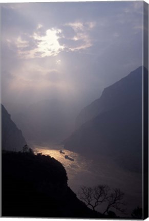 Framed Landscape of Xiling Gorge in Mist, Three Gorges, Yangtze River, China Print