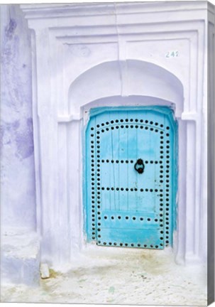 Framed Traditional Moorish-styled Blue Door, Morocco Print