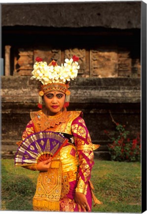 Framed Bride in Traditional Dress in Ulur Danu Temple, Lake Bratan, Bali, Indonesia Print
