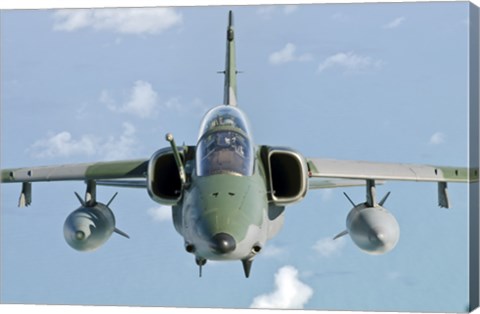Framed Brazilian Air Force Embraer A-1B soars through the sky over Brazil Print
