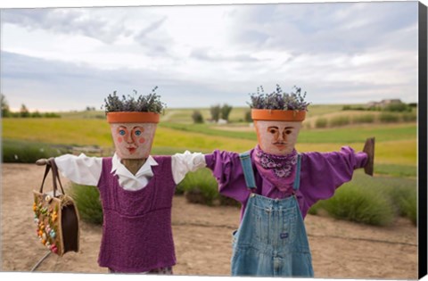 Framed Scarecrows at a lavendar farm in SE Washington Print